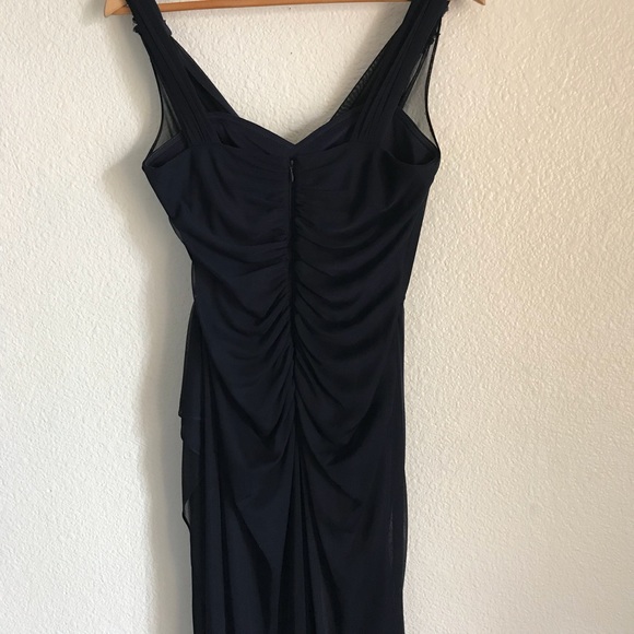 XSCAPE Navy Maxi Chiffon Beaded Strap dress SZ 4 - Picture 3 of 7